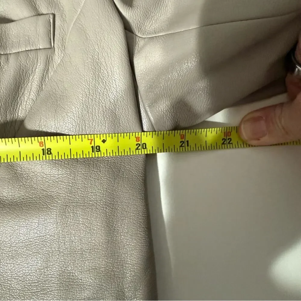 Jonathan Simkhai Raelynn Stretch Vegan Faux Leather Blazer Light Grey / Beige XL - Picture 7 of 11